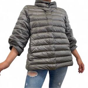 Anorak Women’s M Iridescent Goose Down Feather Micro Puffer Jacket 1/2 Sleeve